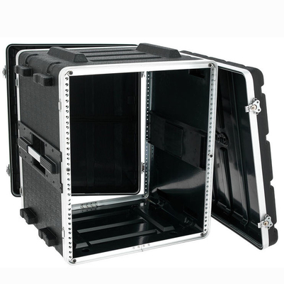 17&quot; Głębokość ABS Dj Rolling 12u Rack Case 19&quot; Czarny 2 uchwyty do przenoszenia